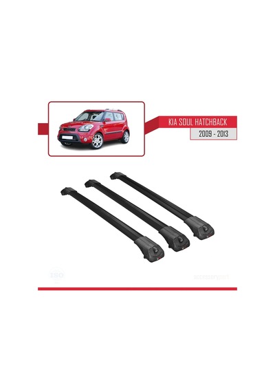 Kia Soul Hatchback 2009-2013 Arası İle Uyumlu Ace-1 Ara Atkı Tavan Barı Siyah 3 Adet Bar