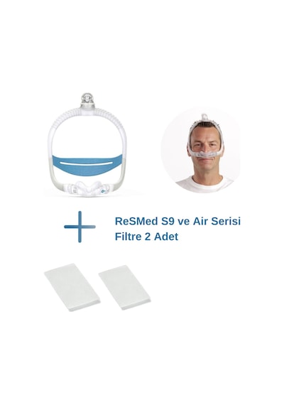 ResMed AirFit N30i CPAP Burun Maskesi STD Boy + ResMed S9 ve Air Serisi Filtre 2’li