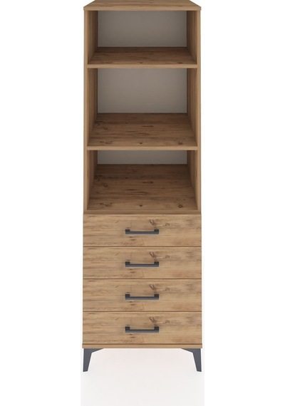 Kronos Dolap 3 Raflı 4 Çekmeceli 60x59x182 Çam-çam Çam