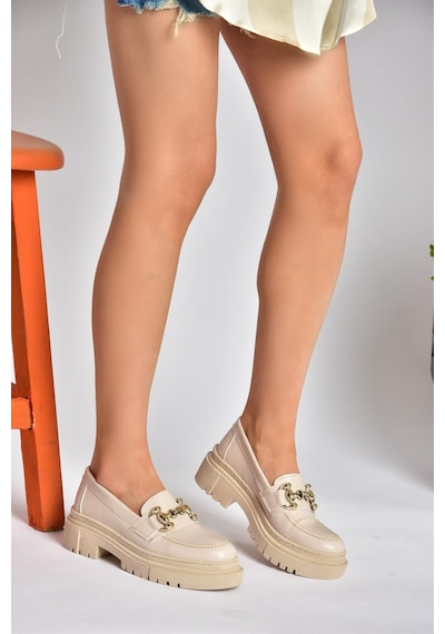 Fox Shoes P6520343009 Bej Kalın Tabanlı Kadın Günlük Ayakkabı