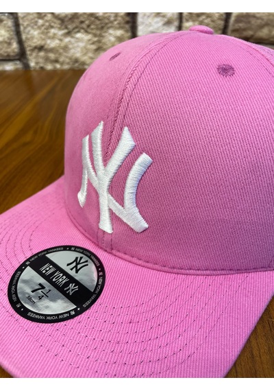 Hamze Ny Newyork Nakışlı Hiphop Snapback Rapper Drip Şapka Cap Pembe - Beyaz