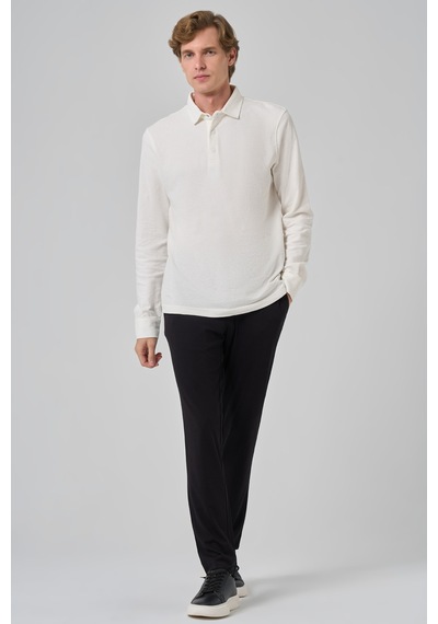 Morven Erkek Ekru Pamuk Trend Ağaç Kabuğu Desen Dinamik Fit Polo Yaka Sweat-shirt 26ms063001454 Ekru