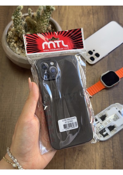 Apple iPhone 12 Pro Uyumlu Süper İnce Mat Ultra Thin Silikon Kılıf Siyah
