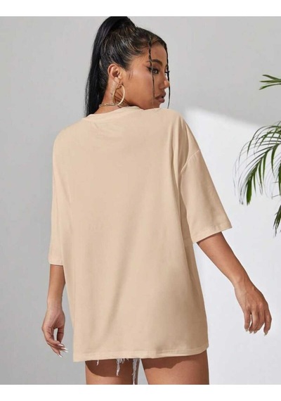 Noıssey Bej Baskılı Oversize Unisex