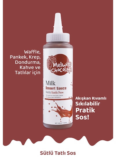 Melwiss Chocolate Sütlü Tatlı Sos 330 Gr- Waffle & Krep & Pankek Sosu