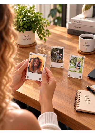 Şeffaf Pleksi Mıknatıslı Polaroid Fotoğraf Çerçevesi 6x9 Cm 3 Adet