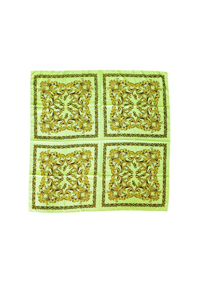 Tikitonki Kare Kesim Etnik Çiçek Desenli Yeşil Eşarp - 90x90 Yeşil Yeşil