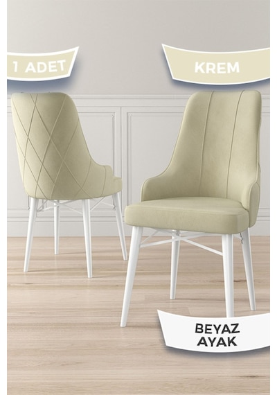 Canisa Concept Neta Serisi, 1.sınıf Babyface Kumaş Krem Sandalye, Beyaz Gürgen Ayak Sandalye Krem Ayakları Beyaz