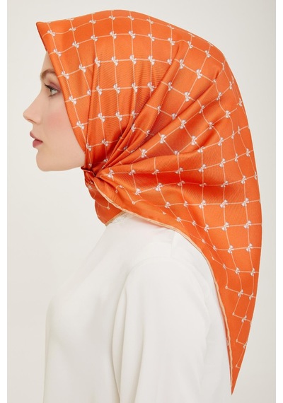 Belli Twill İpek Eşarp - 4006-54 Turuncu - Turuncu