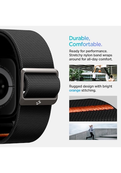 Apple Watch 42mm Seri 11/10 İle Uyumlu Kılıf & Kordon Kayış Lite Fit Pro Matte Black - Acs08594 Çok Renkli