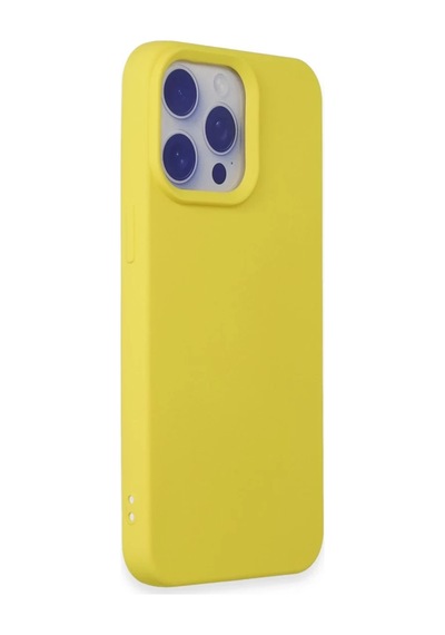 Apple Uyumlu iPhone 15 Pro Max Uyumlu Kılıf Nano İçi Kadife Silikon - Sarı