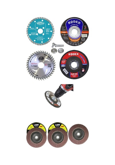 Taşlama Kesme Diski Seti Ve 6 Adet Flap Disk Zımpara 115 Mm Matkap Aparatlı Avantajlı Paket Taşlama Kesme Diski Seti Ve 6 Adet Flap Disk Zımpara 115 Mm Matkap Aparatlı Avantajlı Paket