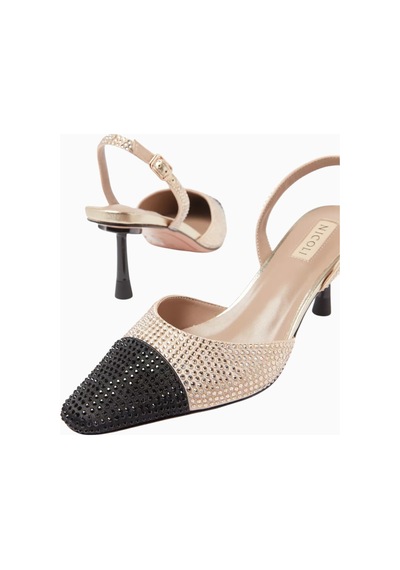 Nicoli Belize 60 Crystal Slingback Pumps, Satin-metallic Leather, 60mm Topuk, El Işçiliği Lüks Tasarım Bej