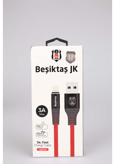 Beşiktaş Lisanslı Apple Uyumlu iPhone Data+Sarj Kablosu KBL-1903 3A Lightning Usb 1m(5x8)*40
