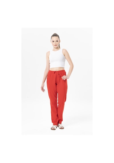 Eliş Şile Bezi Şile Bezi Çift Cepli Unisex Yazlık Pantolon Kırmızı Krmz-kırmızı Kırmızı