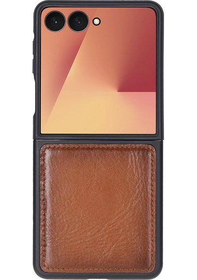 Samsung Galaxy Z Flip7 Uyumlu, Hakiki Deri, El Yapımı Arka Kapak Gölgeli Taba Taba