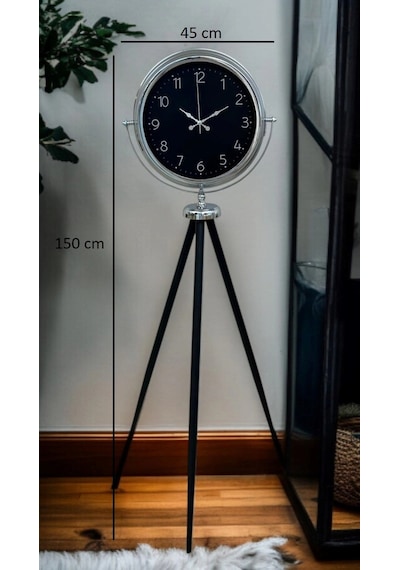 Krom Zarif Tripod Ayaklı Saat Çok Renkli