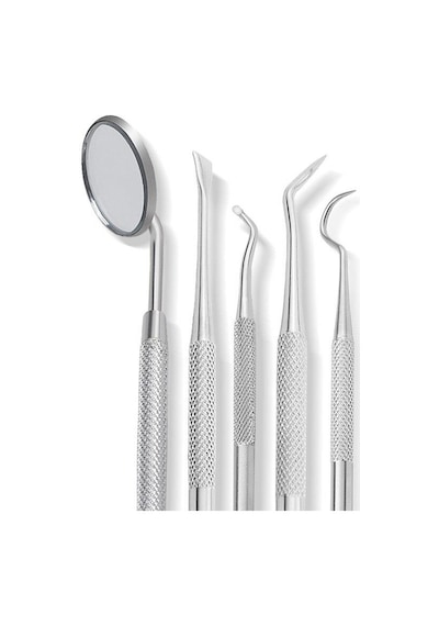 Valkyrie 5 Parça Paslanmaz Çelik Diş Temizleme Ağız Bakımı 5 Li Set Ayna Orak Skaler Spatula Cımbız Seti