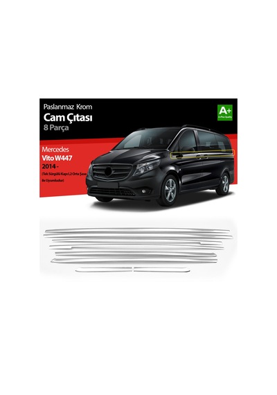Mercedes Vito W447 Krom Cam Alt Çıtaları 8 Prç. Tek Sürgülü   Kapı