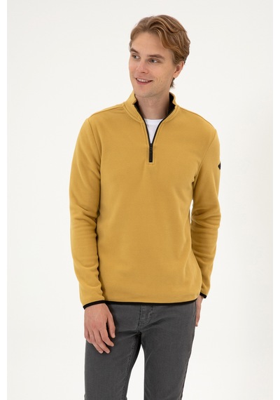 U.S. Polo Assn. Erkek Regular Fit Hardal Polar Yarım Fermuarlı Basic Sweatshirt 50313777-VR151