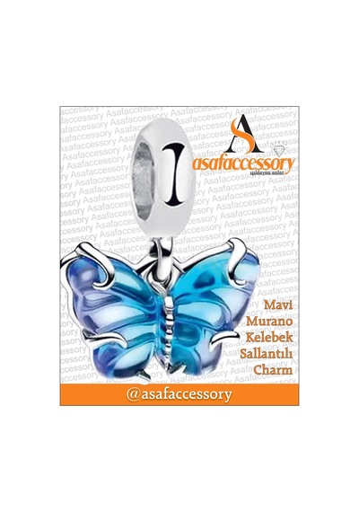 Mavi Murano Kelebek Sallantılı Charm Asafaccessory