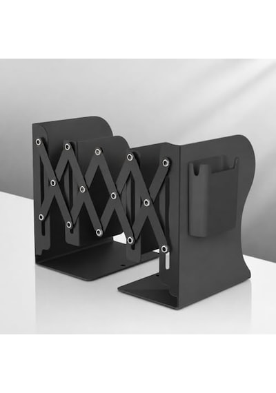 Ayarlanabilir Teleskopik Metal Kitap Tutucu, Masaüstü Kitap Desteği Ve Raf Düzenleyici Stand, 9-42 Cm Genişleyebilir, Mıknatıslı Kalemlik Hediyeli Siyah