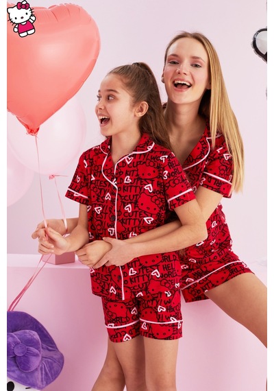 Siyah İnci Lisanslı %100 Pamuk Çok Renkli Düğmeli Biyeli Şort Pijama Takım Hk158 Kırmızı Siyah İnci Lisanslı %100 Pamuk Çok Renkli Düğmeli Biyeli Şort Pijama Takım Hk158 Kırmızı