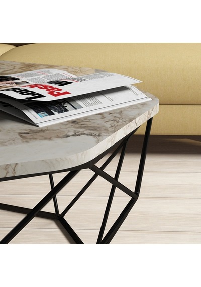 Variant Diamond Metal Orta Sehpa - Beyaz Mermer