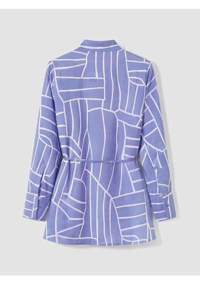 Lcw Everyday Mor Beli Kuşaklı Desenli Kadın Gömlek Tunik