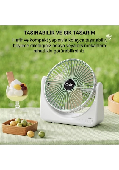 Polham 1200mah Ultra Ferahlatıcı Masaüstü Vantilatör, Portatif, Taşınabilir Hafif Fan, Ofis, Ev İçin Mini Fan