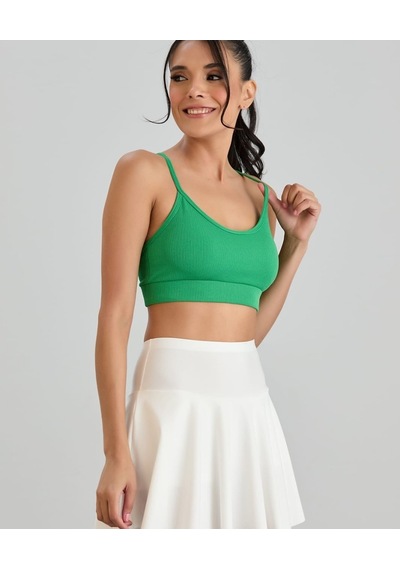 Aurafit Fitilli U Yaka İp Askılı Basic Büstiyer/croptop - 9027 Yeşil