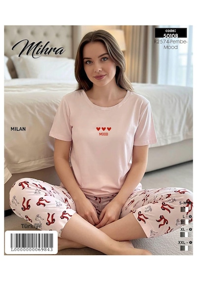 Miressa Kadın Kapri Pijama Takımı PEMBE