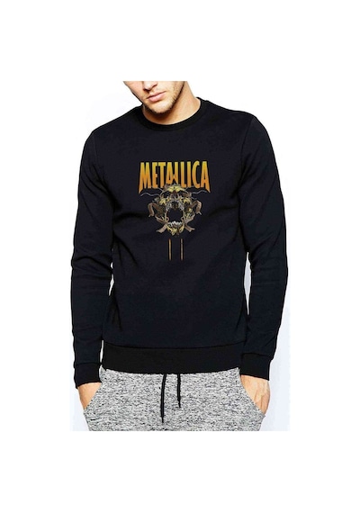 Metallica Metal Rock Müzik Baskılı Siyah Erkek Örme Sweatshirt (530973292)