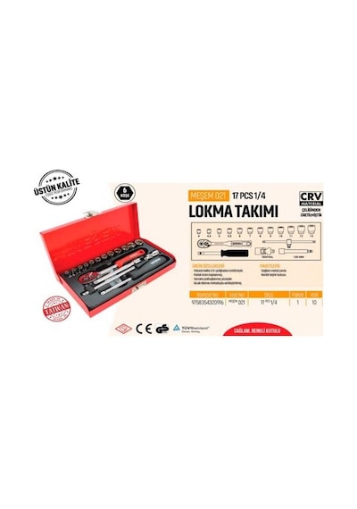 Meşem 17 Parça 1/4" Lokma Takımı Çantalı Meşem021