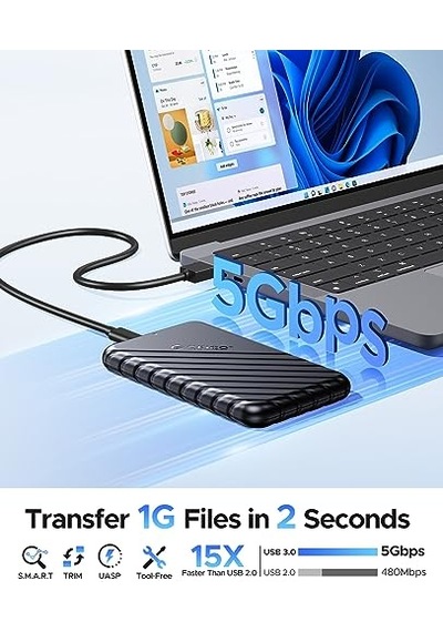 2.5 Inç Hdd Ssd Harici Slim Harddisk Kutusu 2020u3-bk Siyah