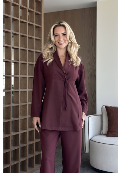 Laluvia Bordo Bluz Pantolon Takım - 8767 Bordo