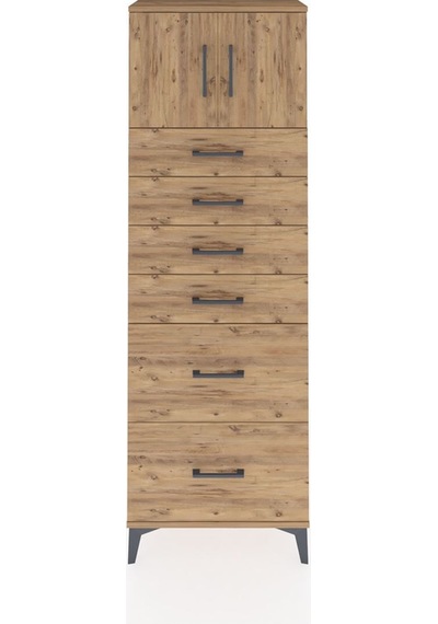 Arges Dolap Tek Raflı 6 Çekmeceli 2 Kapaklı 60x30x182 Çam-çam Çam Arges Dolap Tek Raflı 6 Çekmeceli 2 Kapaklı 60x30x182 Çam-çam Çam