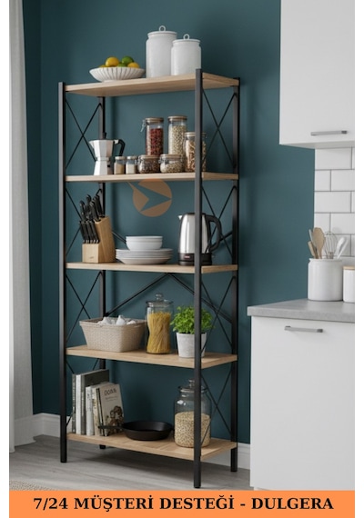 Çok Amaçlı Mutfak Rafı 5 Katlı Metal İskeletli Modern Erzak Dolabı Düzenleyici Raf Ünitesi Çam Çok Amaçlı Mutfak Rafı 5 Katlı Metal İskeletli Modern Erzak Dolabı Düzenleyici Raf Ünitesi Çam