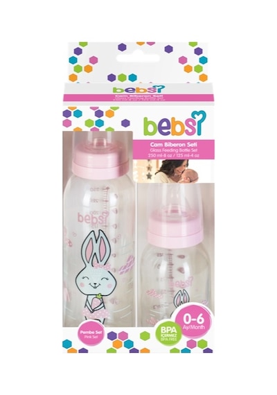 Bebsi Cam Biberon Seti Pembe 250ml+125ml 2 Li Set