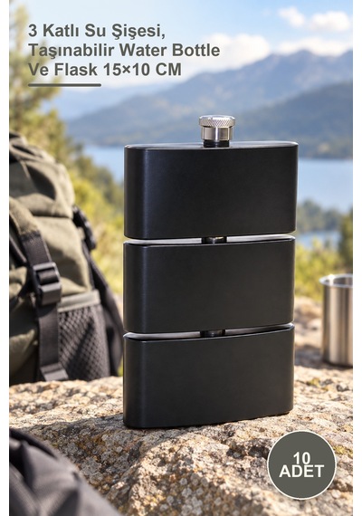 10 Adet Paslanmaz Çelik Matara 3 Katlı Su Şişesi, Taşınabilir Water Bottle Ve Flask 15 10 Cm