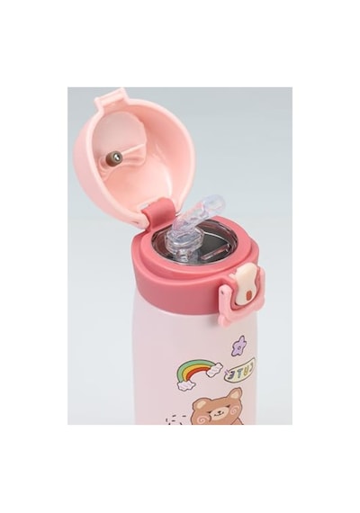 Dereceli Çocuk Termosu, Pembe Renk, Taşınabilir Ve Sızdırmaz Açık Beyaz
