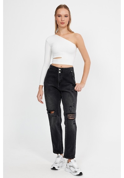 Özel Koleksiyon Yüksek Bel Culotte Jean Pantolon Ag-1008 001