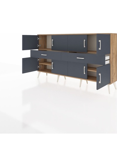 Arges Konsol 4 Raflı 2 Çekmeceli 8 Kapaklı 176x30x99 Çam-antrasit Çam-antrasit Arges Konsol 4 Raflı 2 Çekmeceli 8 Kapaklı 176x30x99 Çam-antrasit Çam-antrasit