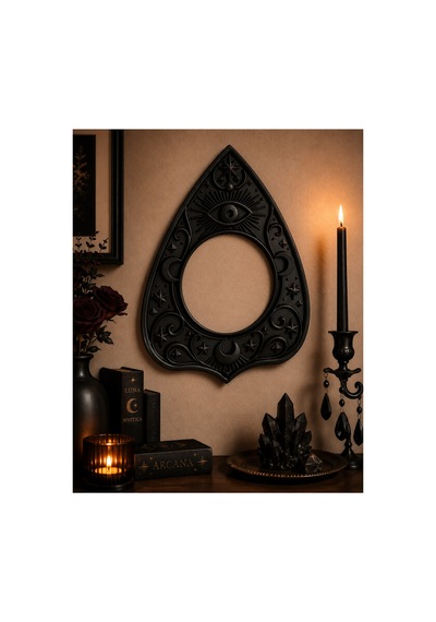 Ouija Temalı Dekoratif Fotoğraf Çerçevesi Siyah Mistik Duvar Çerçevesi 28,5x22 Cm
