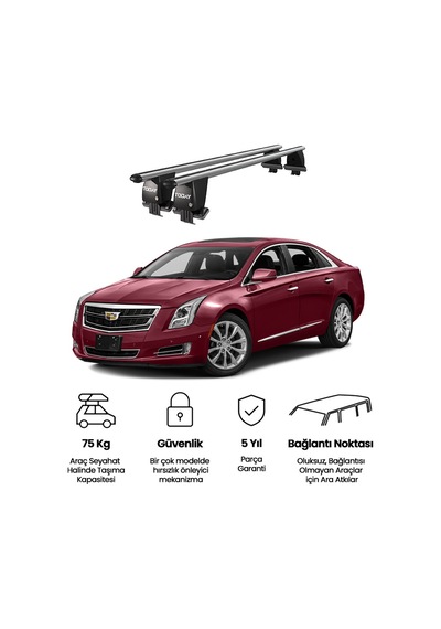 Royal Cadillac Xts 2012-2019 Uyumlu Gri Kilitli Ara Atkı Port Bagaj Tavan Barı