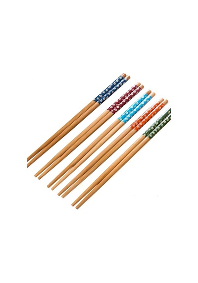 5 Çift Chopstick Yıkanabilir Desenli Bambu Yemek Sushi Çubuk