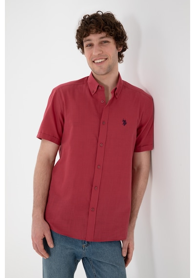 U.s. Polo Assn. Erkek Vişne Gömlek Kısa Kollu 50306324-vr223 Vişne