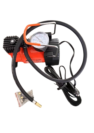 Fk Frıko Metal Lastik Hava Kompresörü 12 Volt 150 Psı Kompresör Bot Yatak Şişirme Pompası Siyah Turuncu