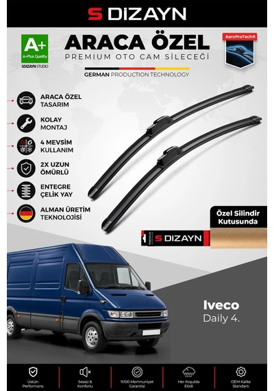 S-dizayn Iveco Daily 4. Ön Cam Silecek Seti 2006-2014 Premium Araca Özel 60-60 Cm A+ Kalite Aocs-185