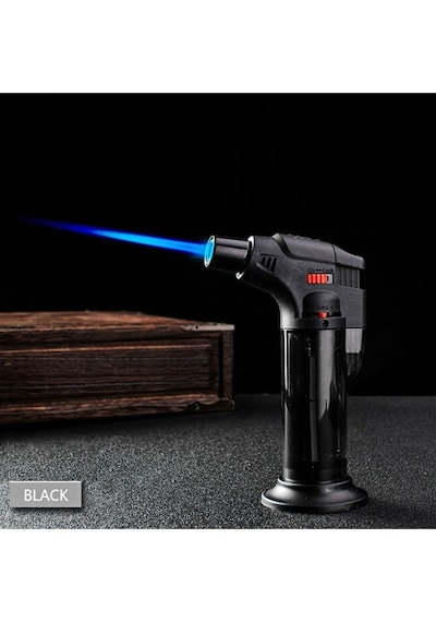 Orta Boy Doldurulabilir Depolu Pürmüz Alev Çakmak 1300 C - Torch Siyah